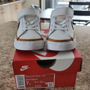 Nike Kids Court Legacy Sneakers - White and Gold